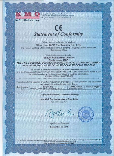 중국 Shenzhen MCD Electronics Co., Ltd. 인증